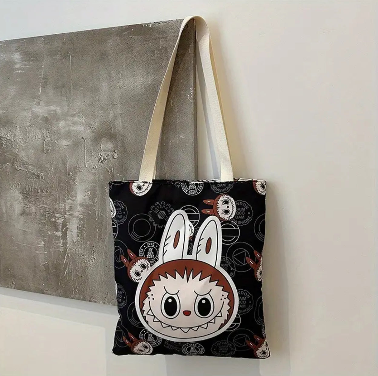 Bolsos labubus tote lona con forro