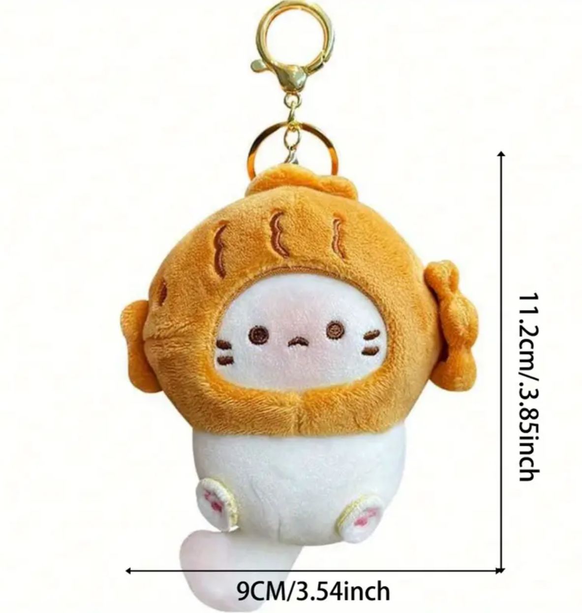 Llavero de peluche de gato pez