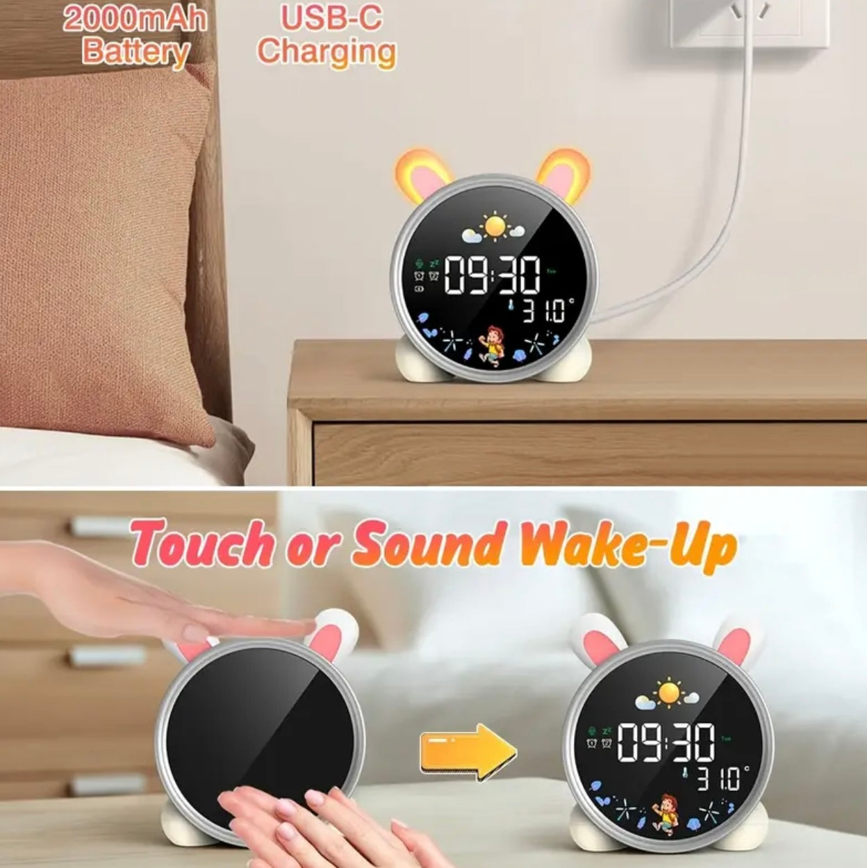 Reloj de alarma digital con pantalla grande