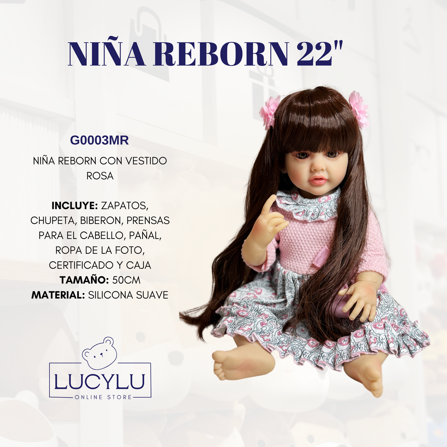 NIÑA REBORN 22" SILICONA