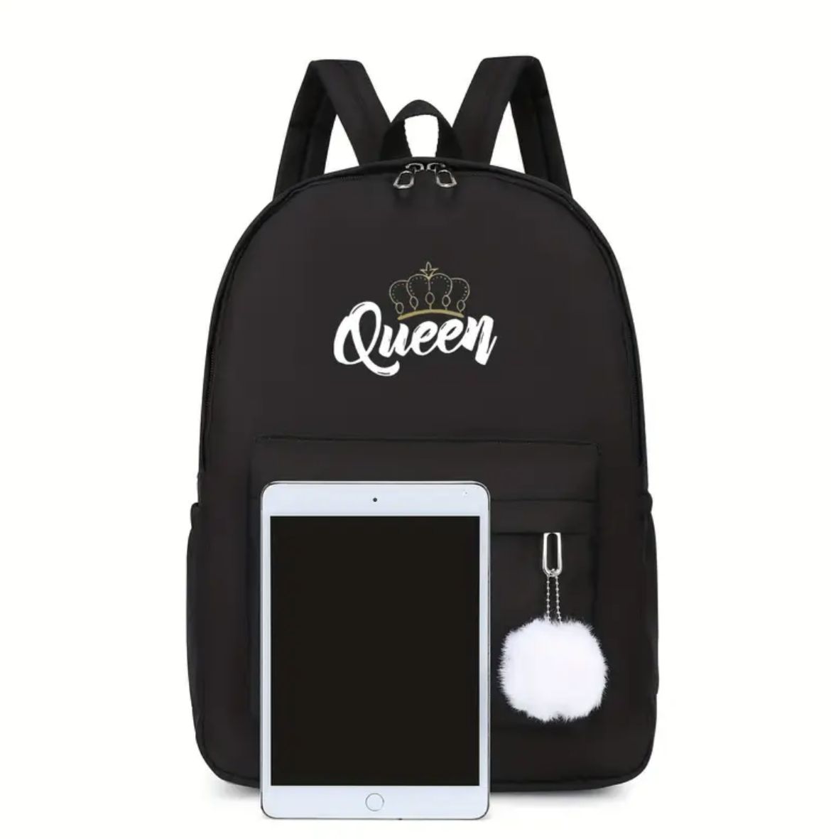 MOCHILA DE NAILON NEGRA QUEEN