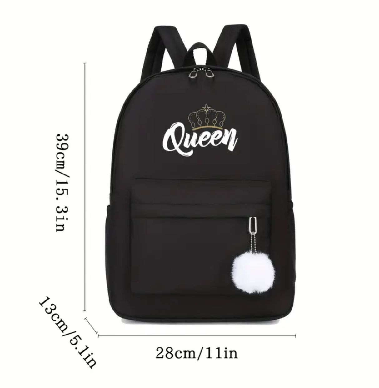 MOCHILA DE NAILON NEGRA QUEEN